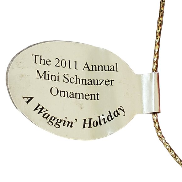 Danbury Mint 2011 Annual Mini Schnauzer Dog Ornament Merry Christmas Red Wagon - Picture 3 of 8